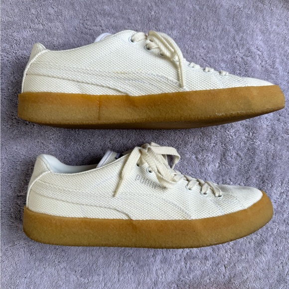 Puma Off White Canvas Men’s Sneakers Gum Sole - Picture 2 of 9